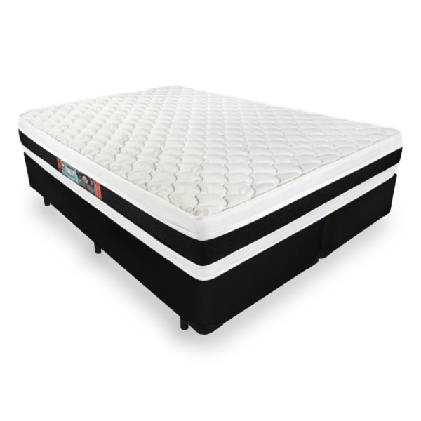 Cama Box Super King + Colchão De Espuma D45 – Castor – Black White Double Face – 193x203x62cm Preto