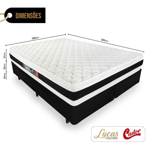 Cama Box Super King + Colchão De Espuma D45 – Castor – Black White Double Face – 193x203x62cm Preto - Image 4