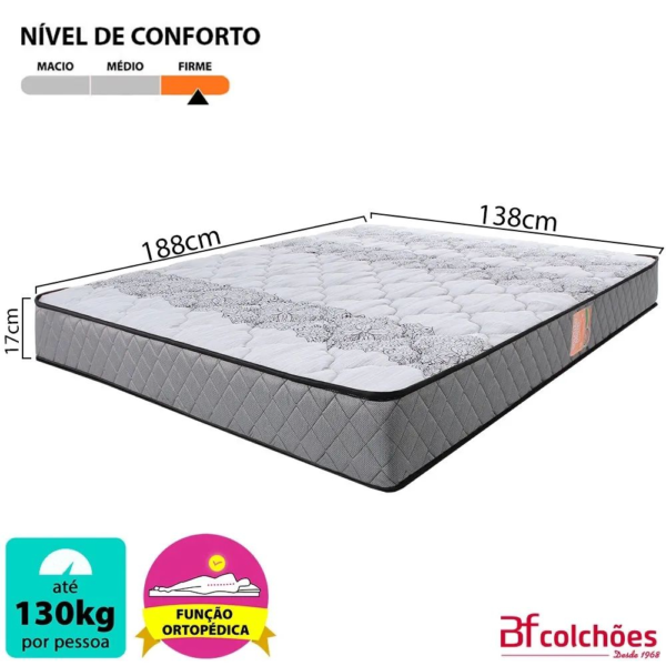 Colchão Casal Ortopédico Firme Espuma D33 Antialérgico Certificado 138x188x17cm – bf Colchoes - Image 3