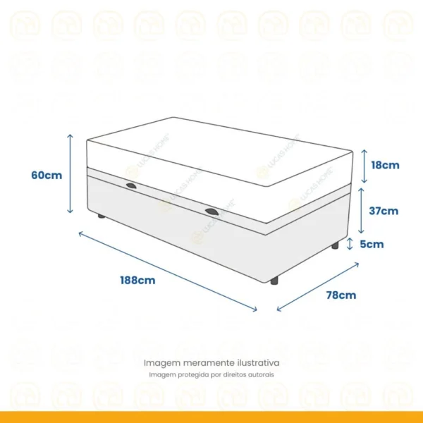 Cama Box Baú Solteiro + Colchão D33 Ortobom Iso 100 78cm - Image 4