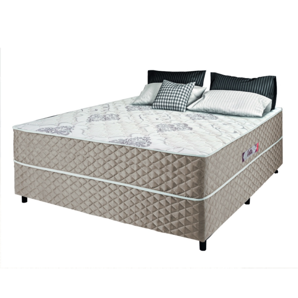 Cama Box Casal Conjugada Ortopédico Alpha Espuma 138x188x52cm Bege / Branco Hellen