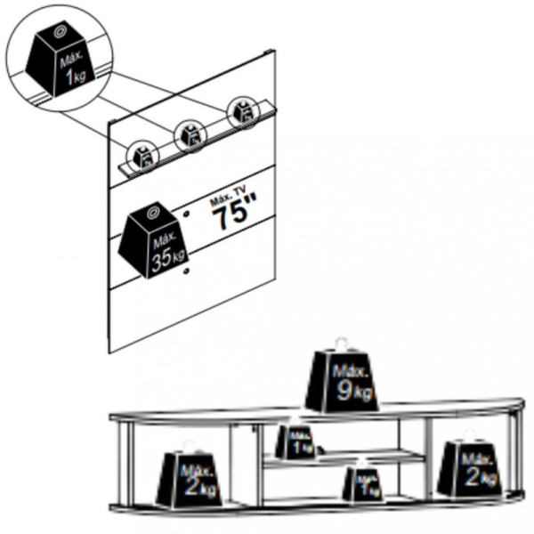 Painel para TV até 75 polegadas 2 Portas Bugati Madetec - Image 2