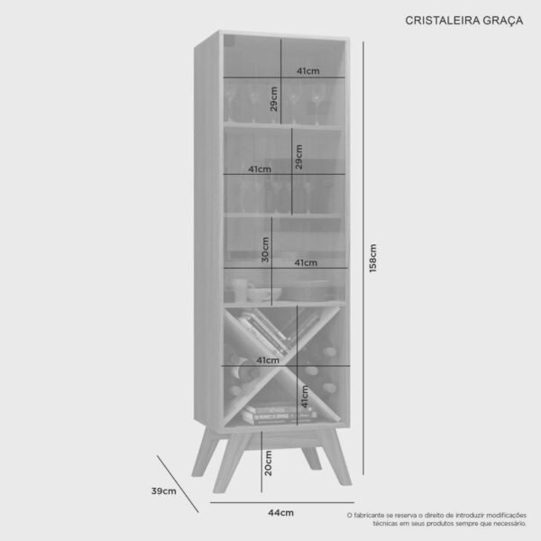 Cristaleira 1 Porta Graça Candian - Image 3