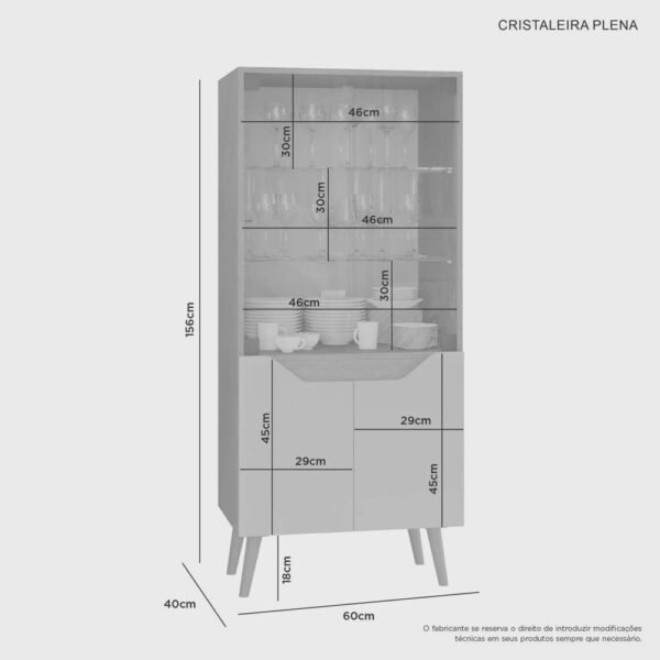 Cristaleira 4 Portas Plena Candian jcm Móveis - Image 4