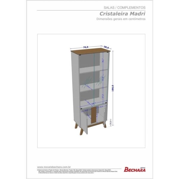 Cristaleira Madri mdf Com 3 Nichos 4 Portas Preto Fosco Cinamomo Bechara - Image 4