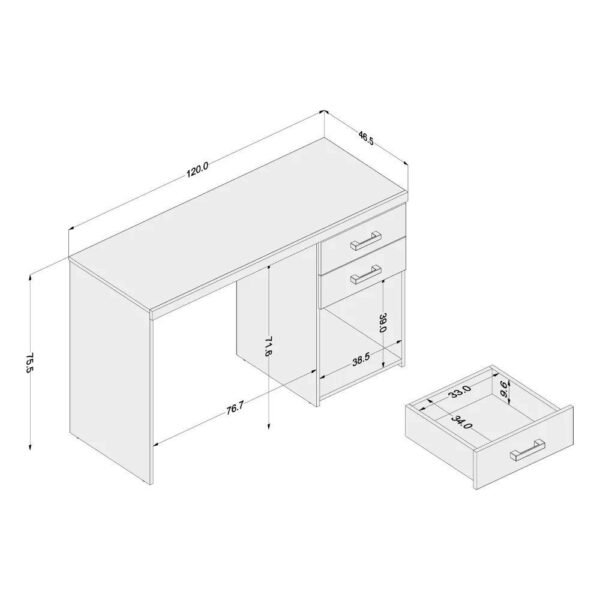 Escrivaninha com 2 Gavetas e 1 Nicho Malta para Escritório – Branco - Image 2