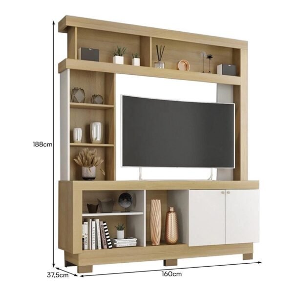 Estante Home Theater Mali para TV até 50 – Móveis Leão NatureOff White - Image 3