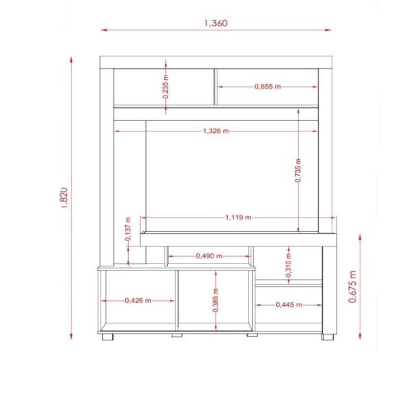 Estante para TV até 42 Polegadas 1 Porta Deslizante Flávia Madetec - Image 3