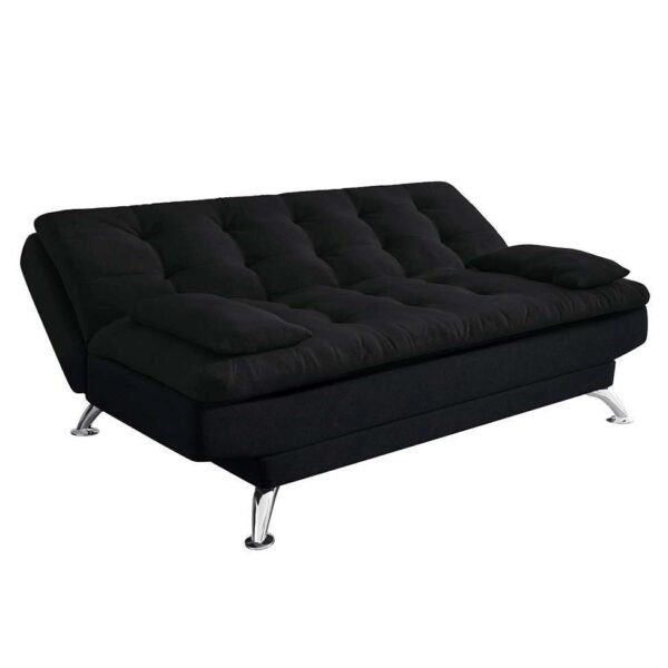 Sofá-Cama Casal 3 Lugares Premium Suede Pés de Metal Preto - Image 3