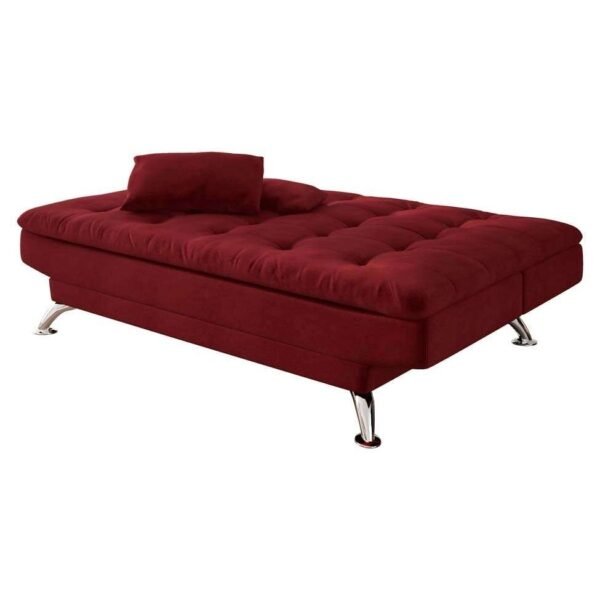 Sofá-Cama Casal 3 Lugares Premium Suede Vermelho - Image 4